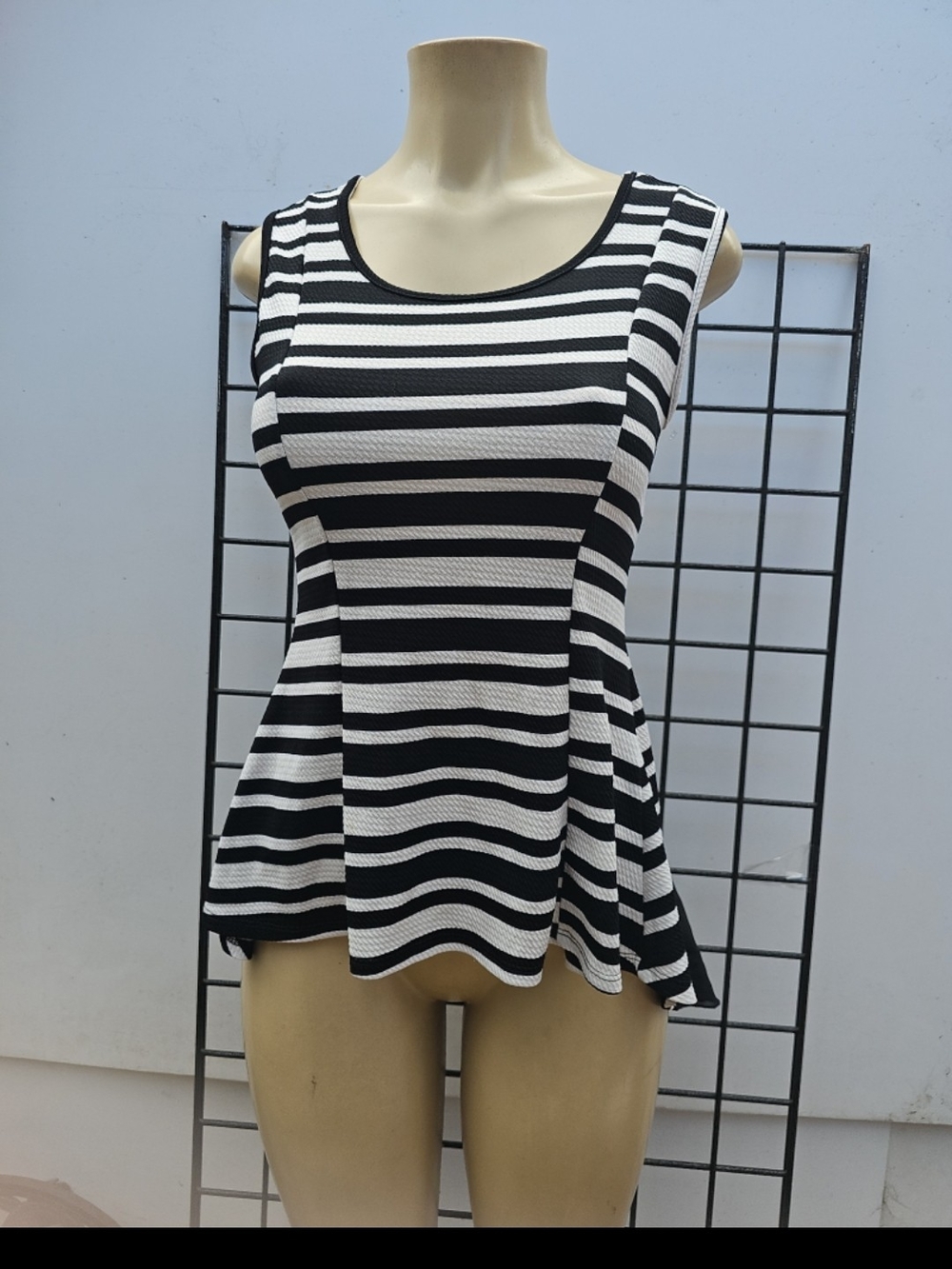 Hype Black & White Striped Peplum Tank